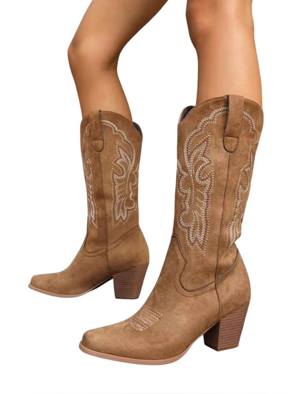 NWT Women’s Plus Size/Xtra Wide Embroidered Faux-Suede Western Festival Boots